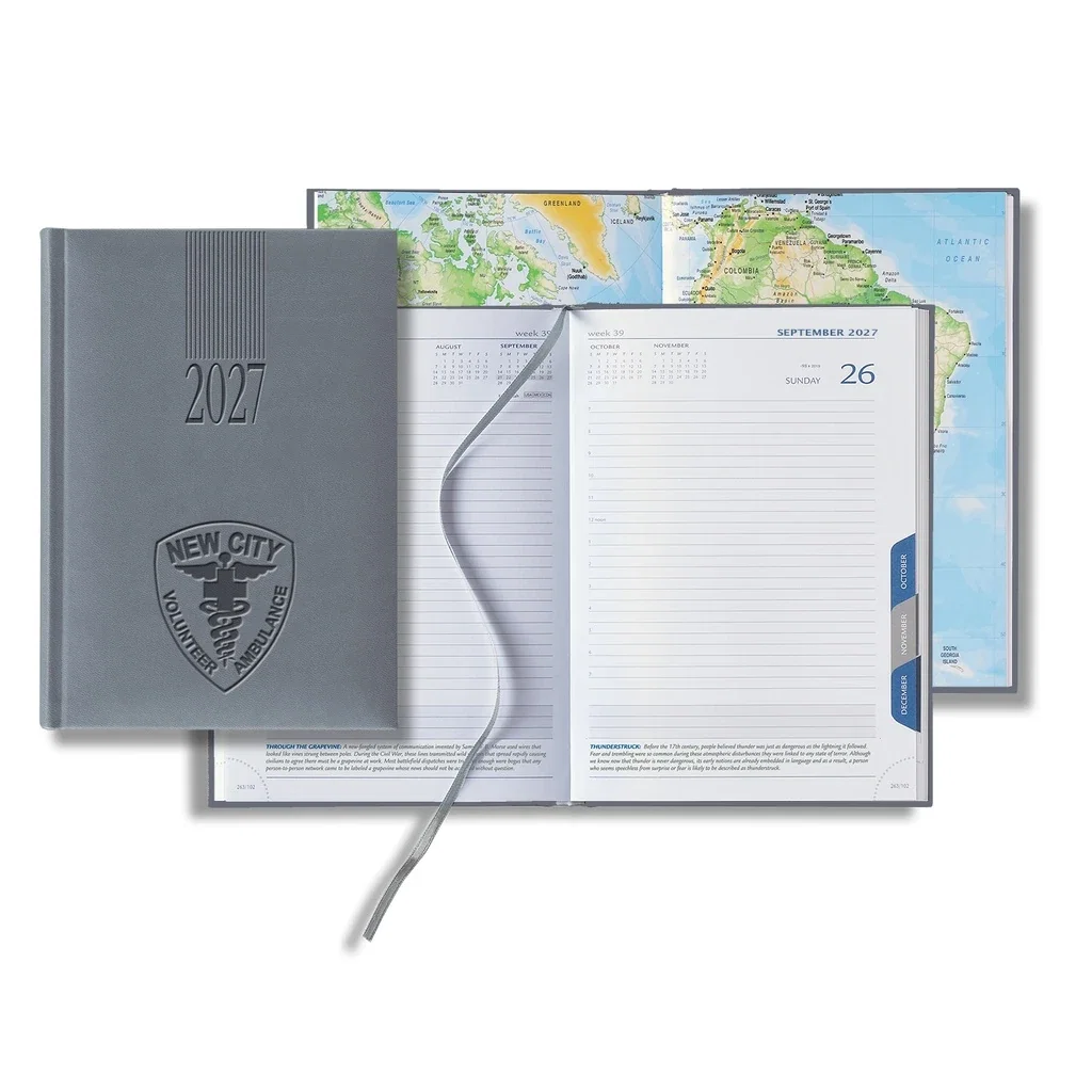 Castelli Tucson Medio White Page Tabbed Daily Diary — Jacket Color: Light Gray — view 3