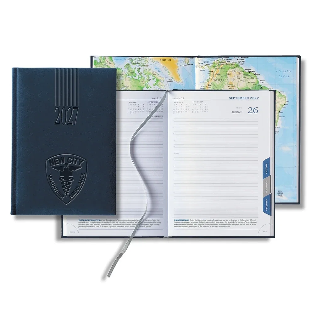 Castelli Tucson Medio White Page Tabbed Daily Diary — Jacket Color: Navy — view 4