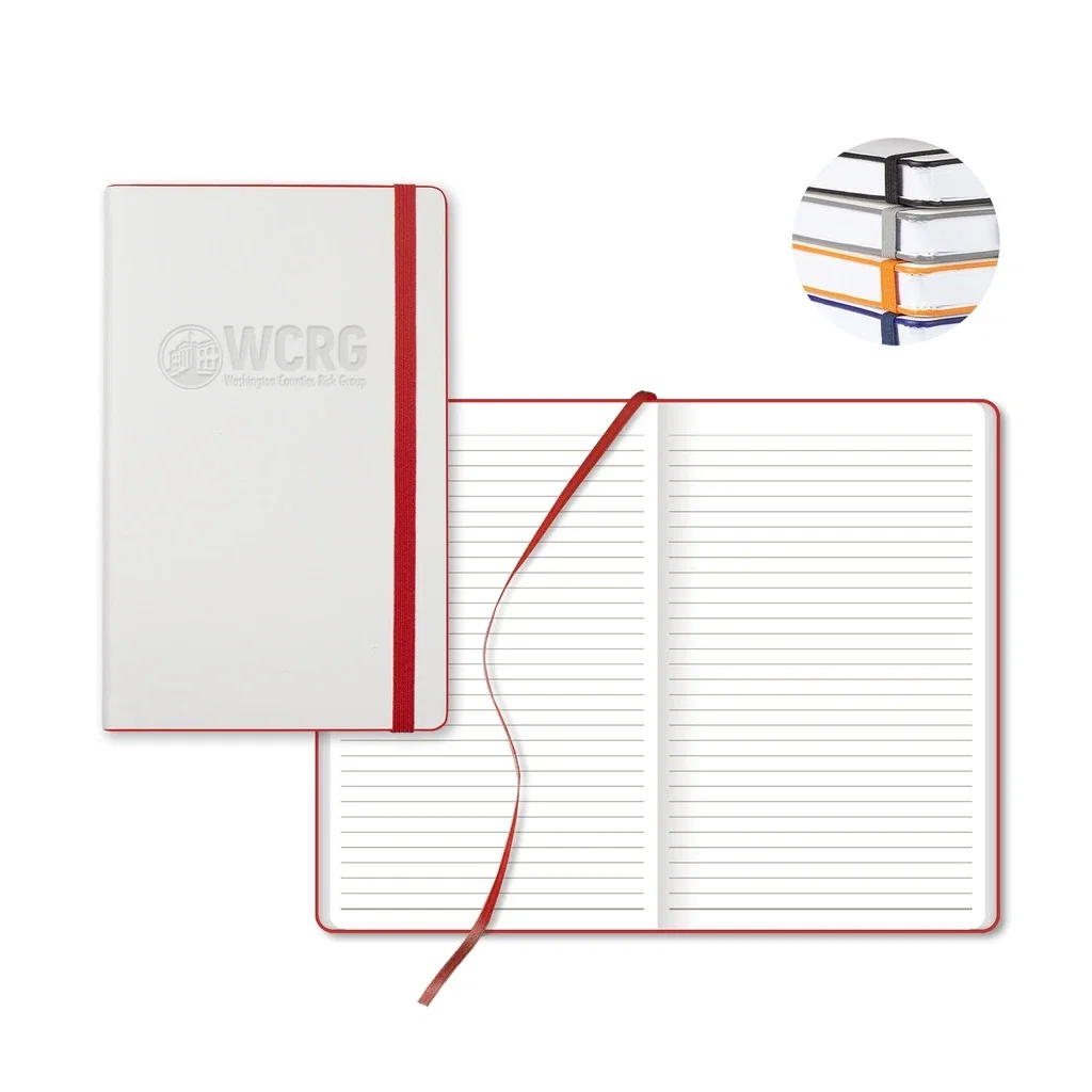 Castelli White Laser Medio Lined White Page Journal — Jacket Color: White/Red — view 2