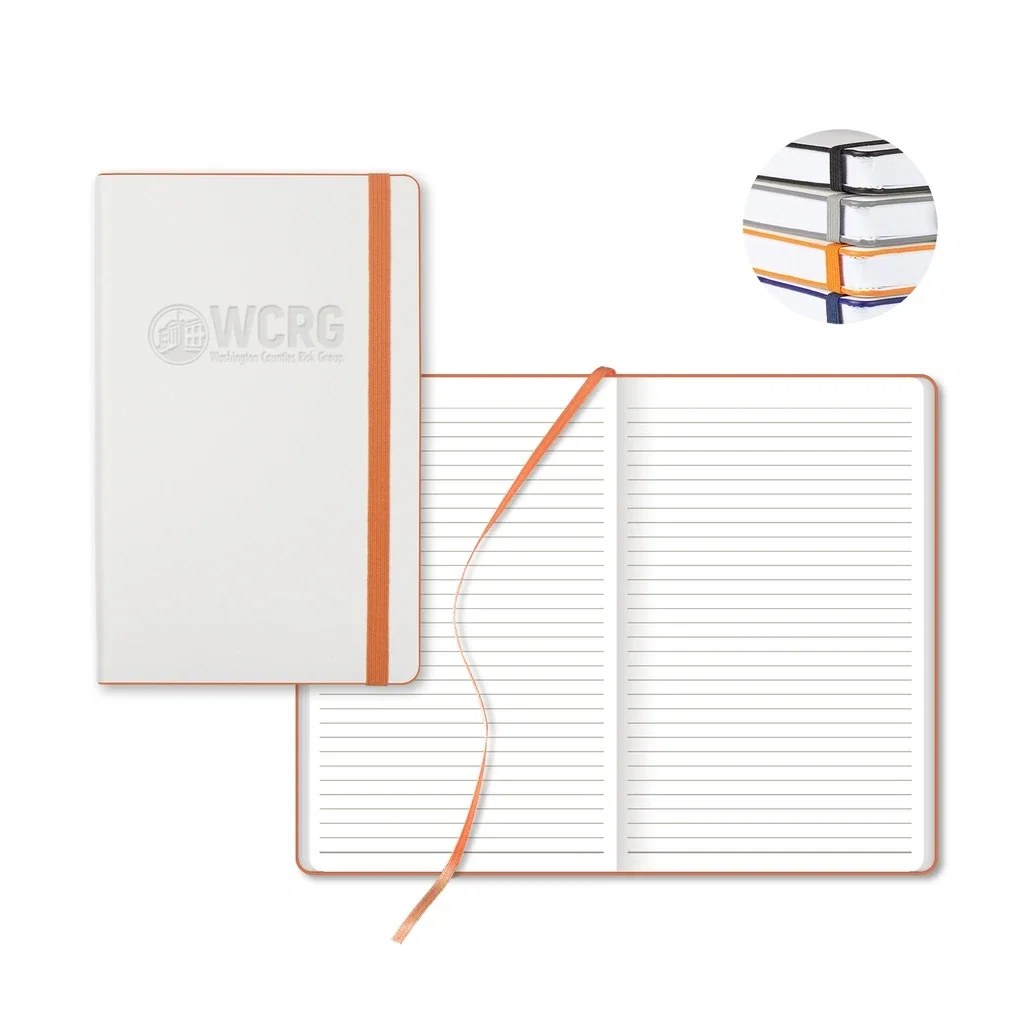 Castelli White Laser Medio Lined White Page Journal — Jacket Color: White/Orange — view 3