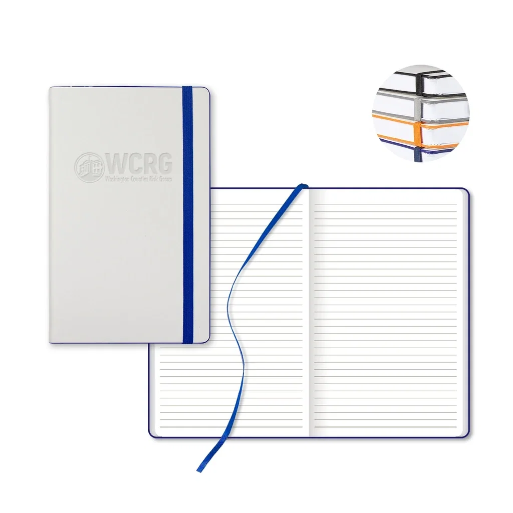 Castelli White Laser Medio Lined White Page Journal — Jacket Color: White/Royal Blue — view 4