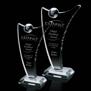 Optical Crystal Column Award with Crystal Globe Top
