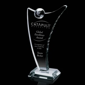 Optical Crystal Column Award with Crystal Globe Top
