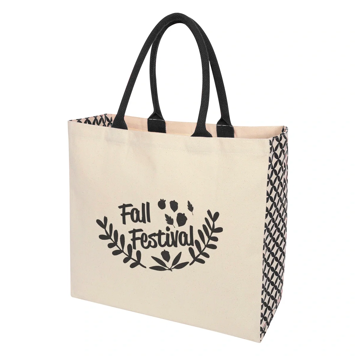 Cotton canvas tote bag with contrast handles and a six-inch gusset