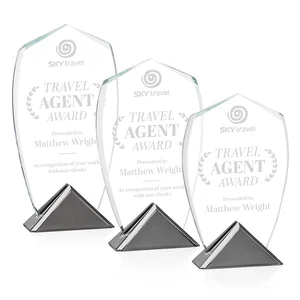 Starfire Crystal Shield Award on Triangular Gunmetal Base