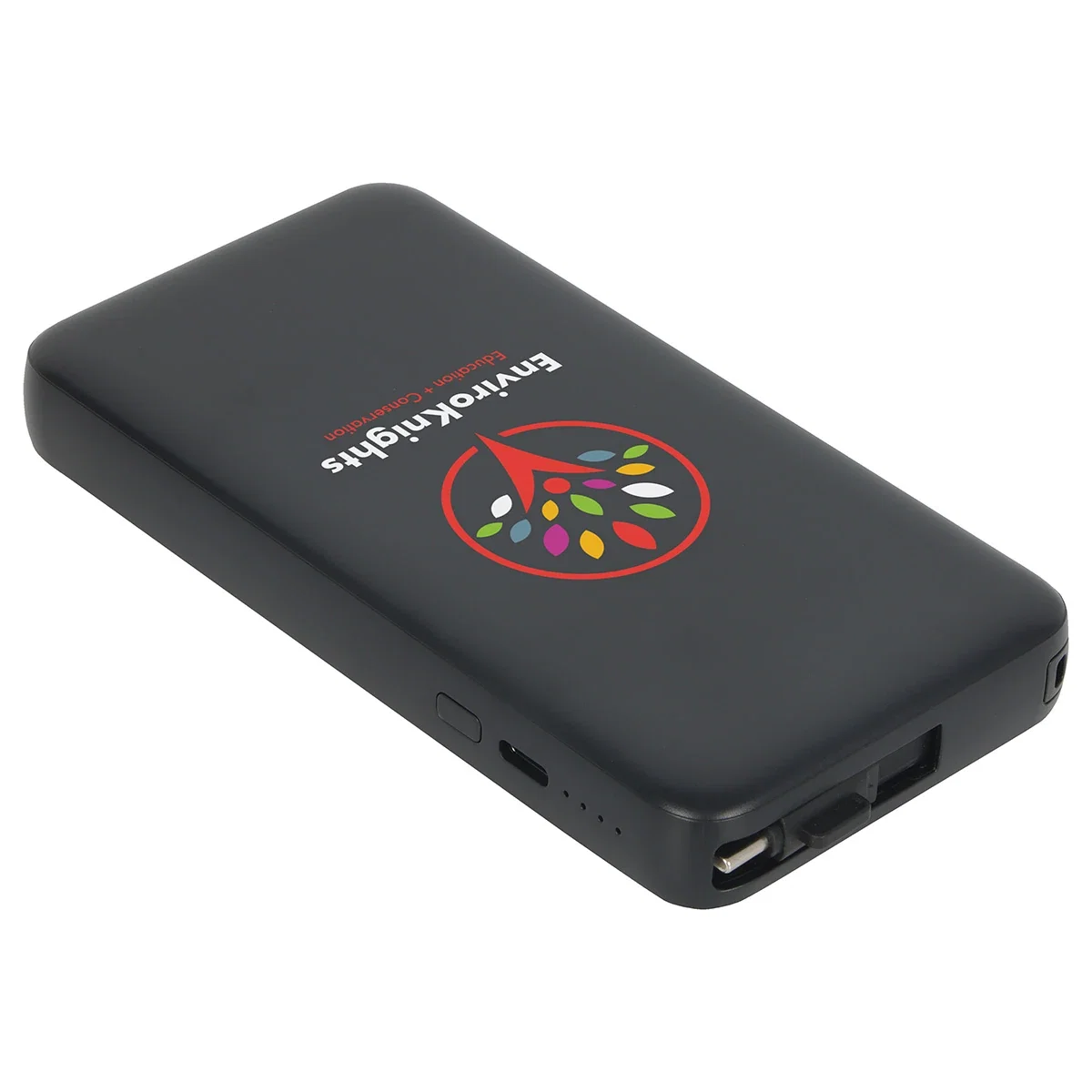 Cavalier Power Bank shown with its retractable charging cable extended