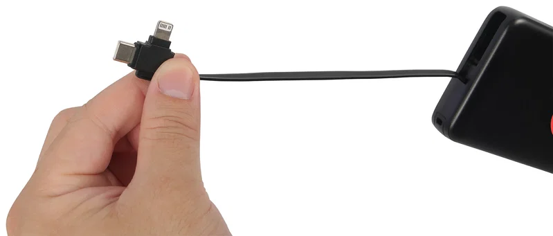 Close-up of the Cavalier Power Bank's charging port used to recharge the bank itself
