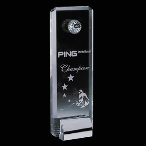 Personalized Golf Award with 3D Crystal Golf Ball Base