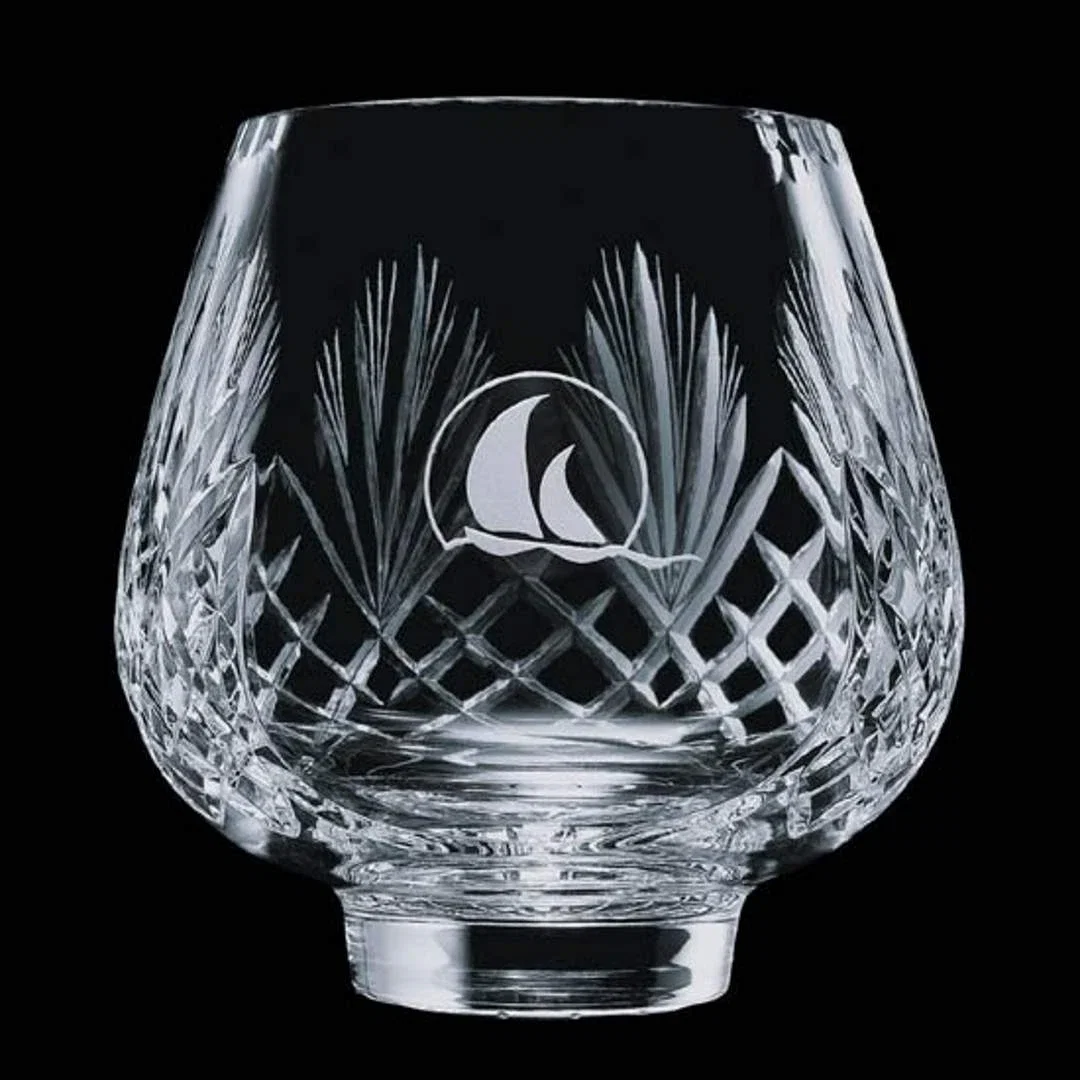Custom 24% Lead Crystal Bowl with Small Monogram Panel for corporate award ceremonies