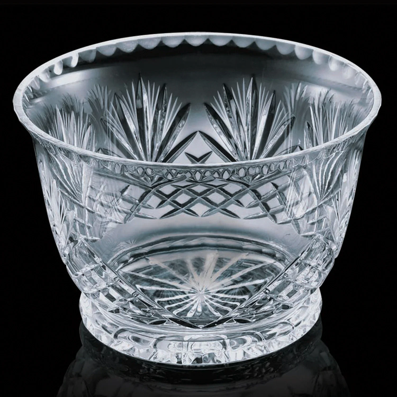 Custom 24% Lead Crystal Bowl with Etch Set Apart from Facet Cuts for service anniversary gifts