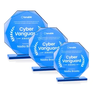 Starfire Crystal Octagon Award on Blue Base