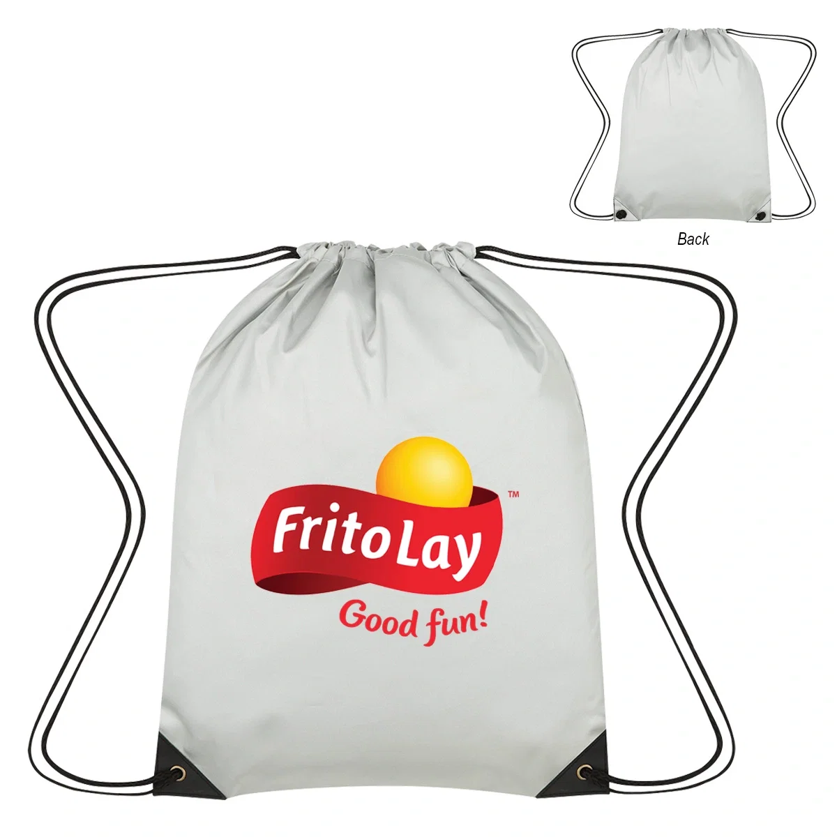 Rear panel of the cinch sack shown flat