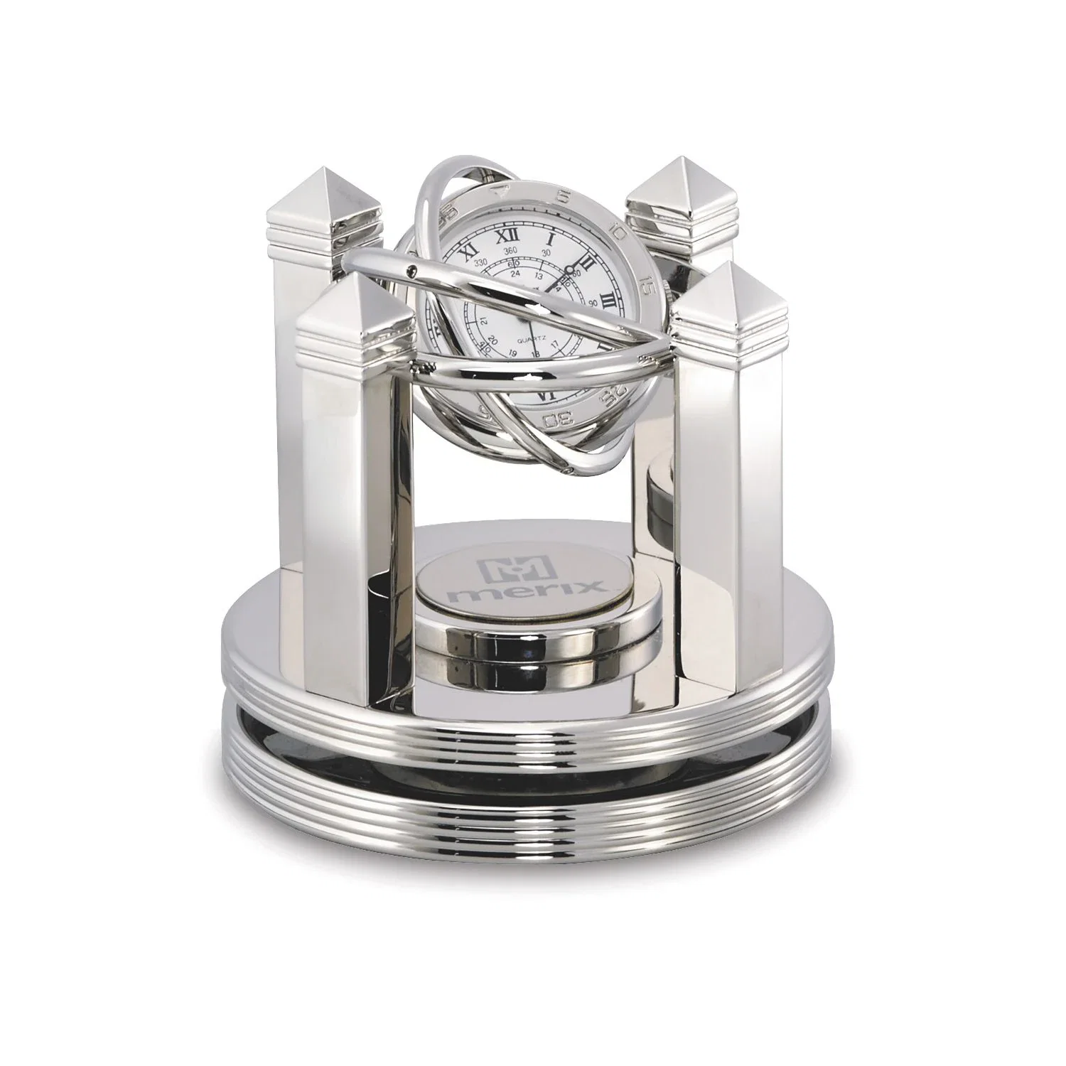 Celestial Silver Gimbal Clock — Silver — view 2