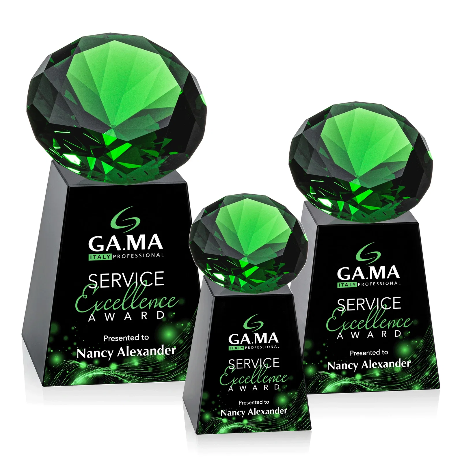 Custom Optical Crystal Gemstone Award with 1.5 x 2 Inch Compact Panel, with your logo for sales achievement awards