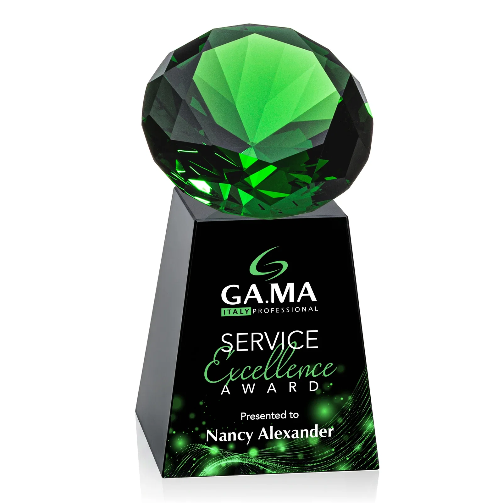 Custom Optical Crystal Gemstone Award with 1.5 x 2 Inch Compact Panel, with your logo for donor appreciation