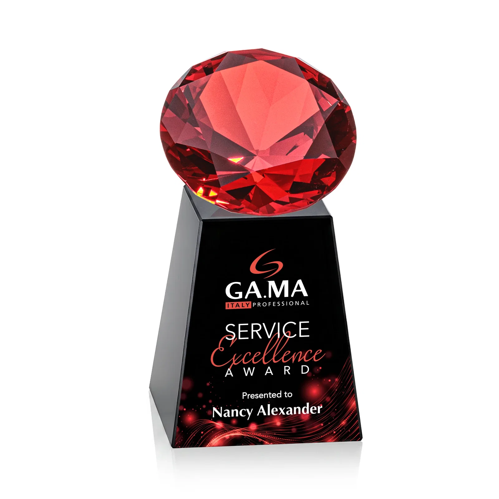 Custom Optical Crystal Gemstone Award with 1.5 x 2 Inch Compact Panel, with your logo for volunteer appreciation