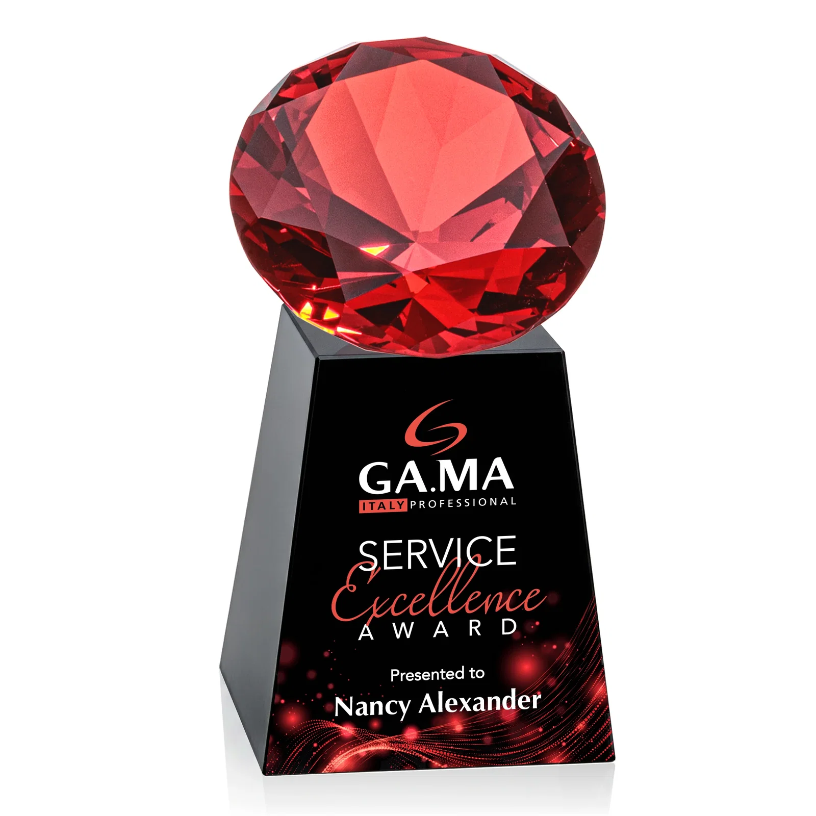 Custom Optical Crystal Gemstone Award with 1.5 x 2 Inch Compact Panel, with your logo for company anniversary events