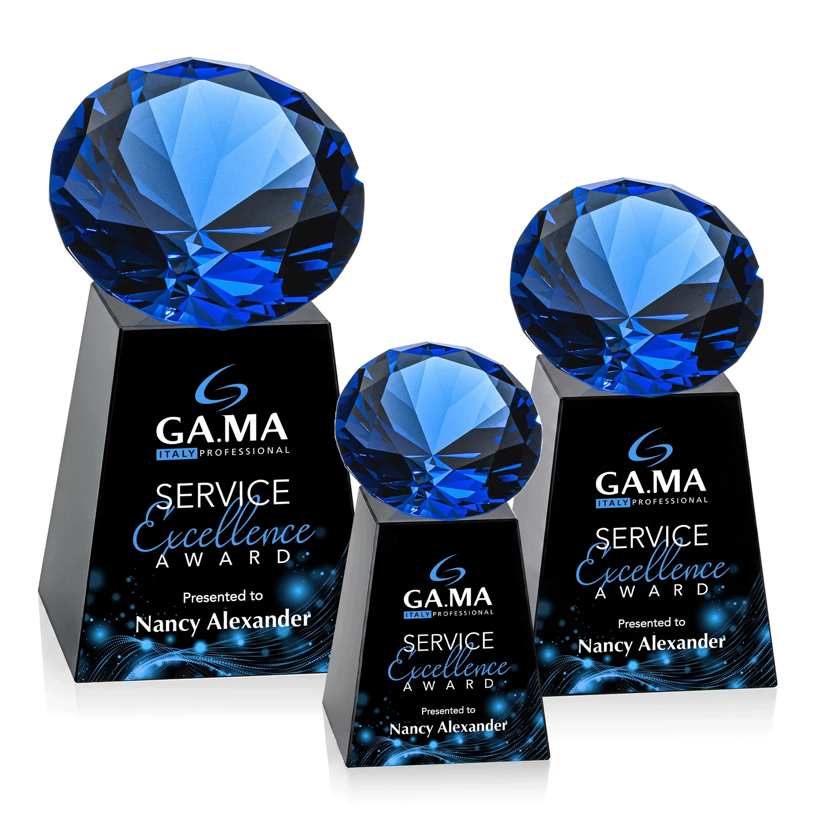 Personalized Optical Crystal Gemstone Award with 1.5 x 2 Inch Compact Panel, with your logo for corporate award ceremonies