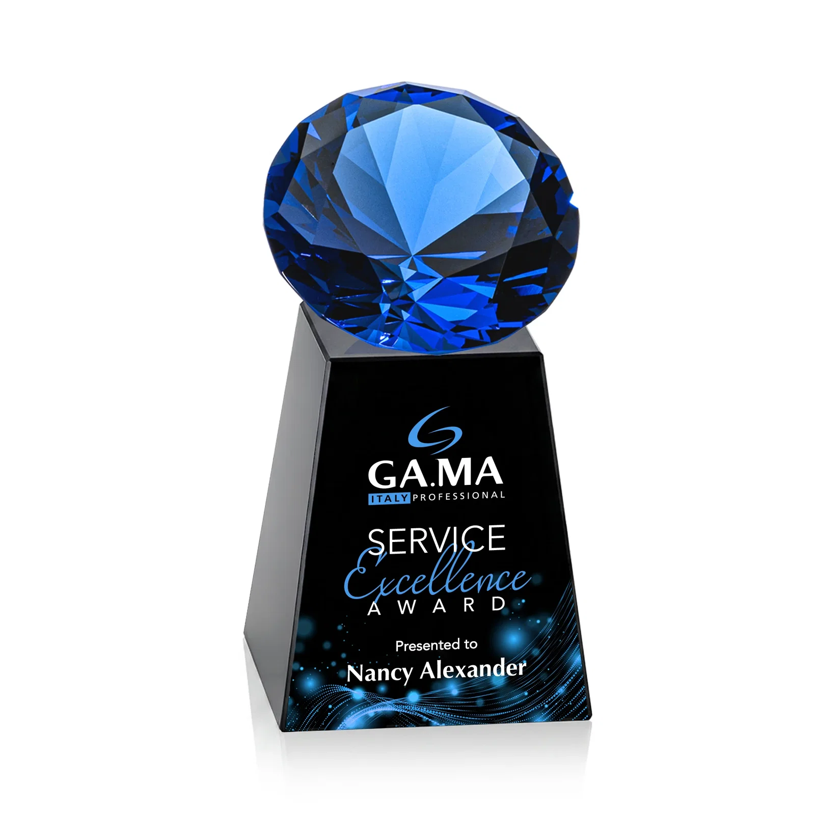 Personalized Optical Crystal Gemstone Award with 1.5 x 2 Inch Compact Panel, with your logo for service anniversary gifts