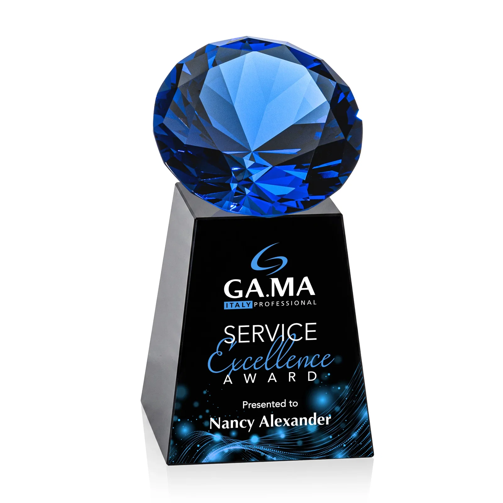 Personalized Optical Crystal Gemstone Award with 1.5 x 2 Inch Compact Panel, with your logo for sales achievement awards