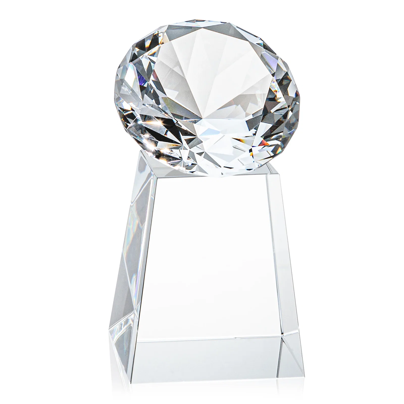 Personalized Optical Crystal Gemstone Award with 1.5 x 2 Inch Compact Panel, with your logo for company anniversary events