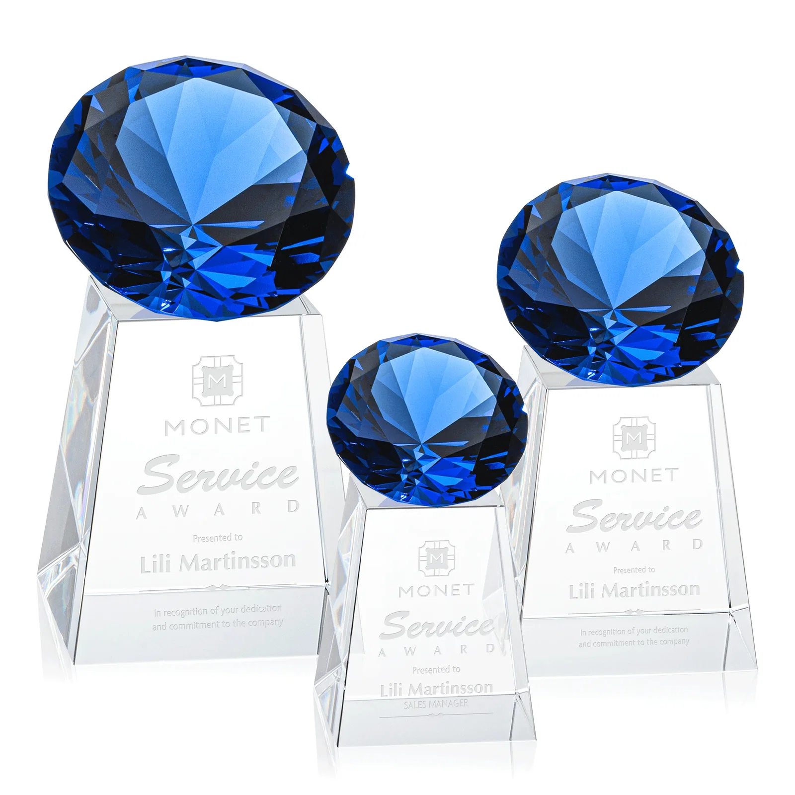 Personalized Optical Crystal Gemstone Award with 1.5 x 2 Inch Compact Panel for volunteer appreciation