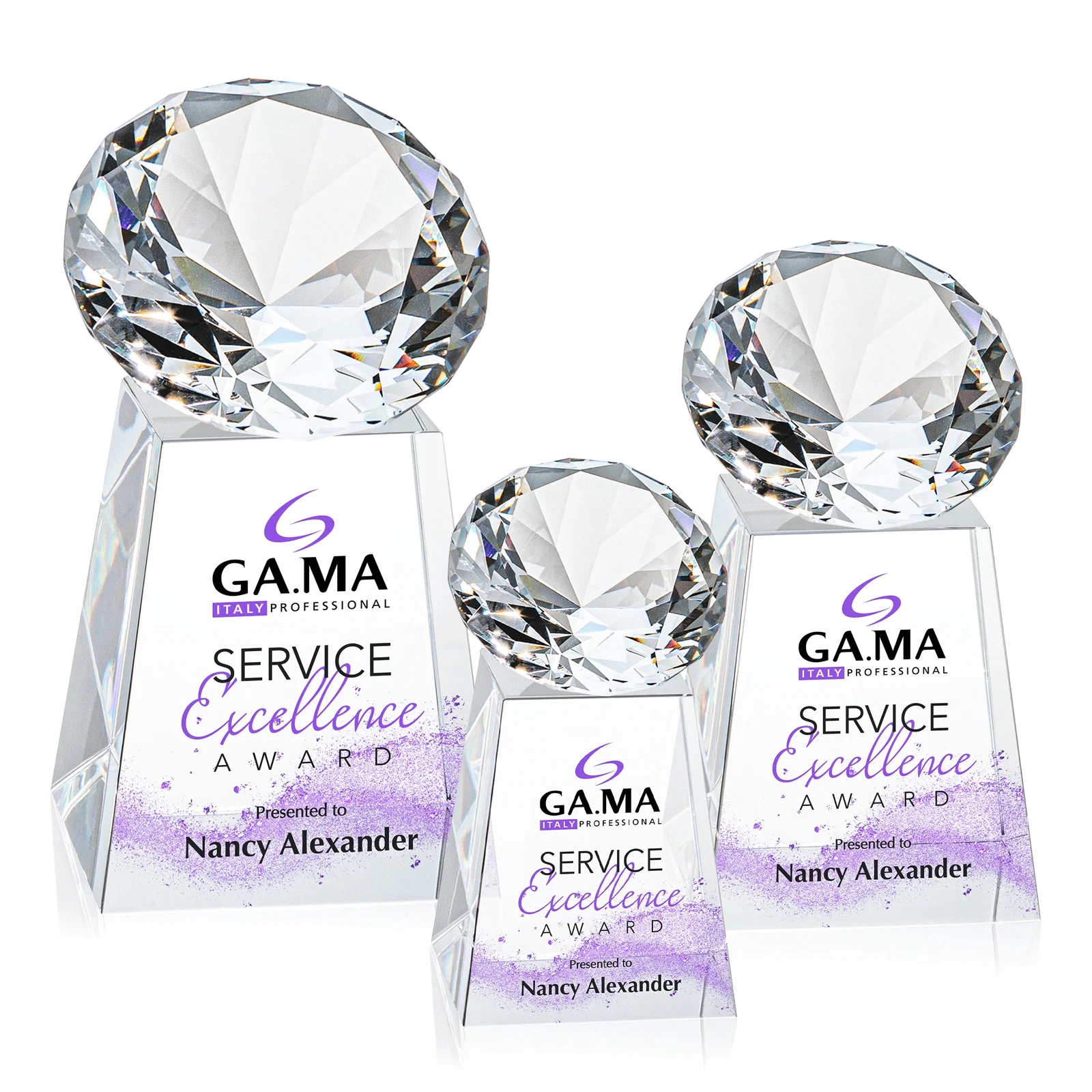 Promotional Optical Crystal Gemstone Award with 1.5 x 2 Inch Compact Panel for service anniversary gifts