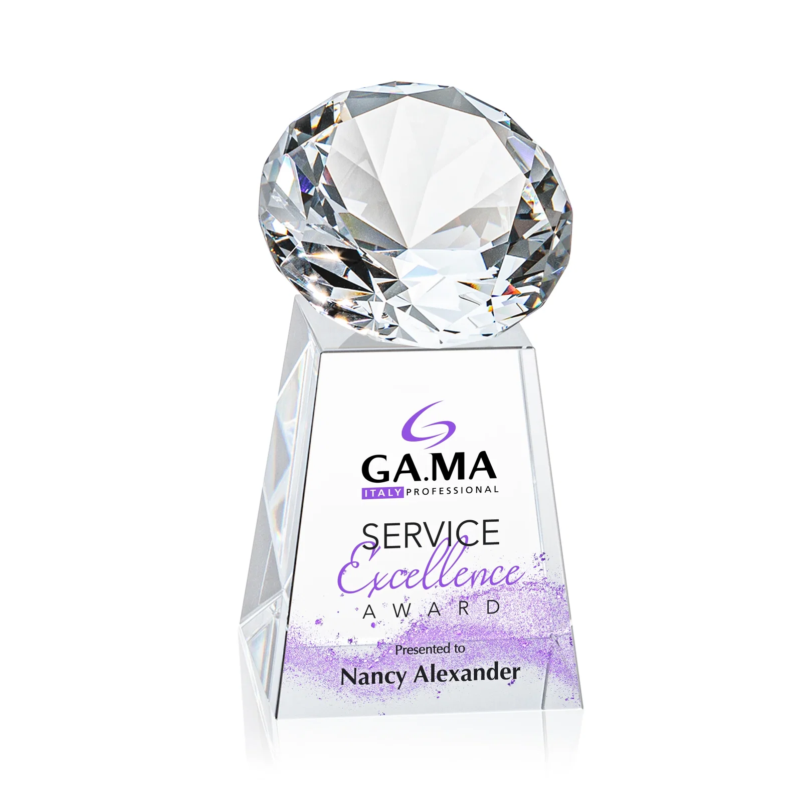 Promotional Optical Crystal Gemstone Award with 1.5 x 2 Inch Compact Panel for sales achievement awards
