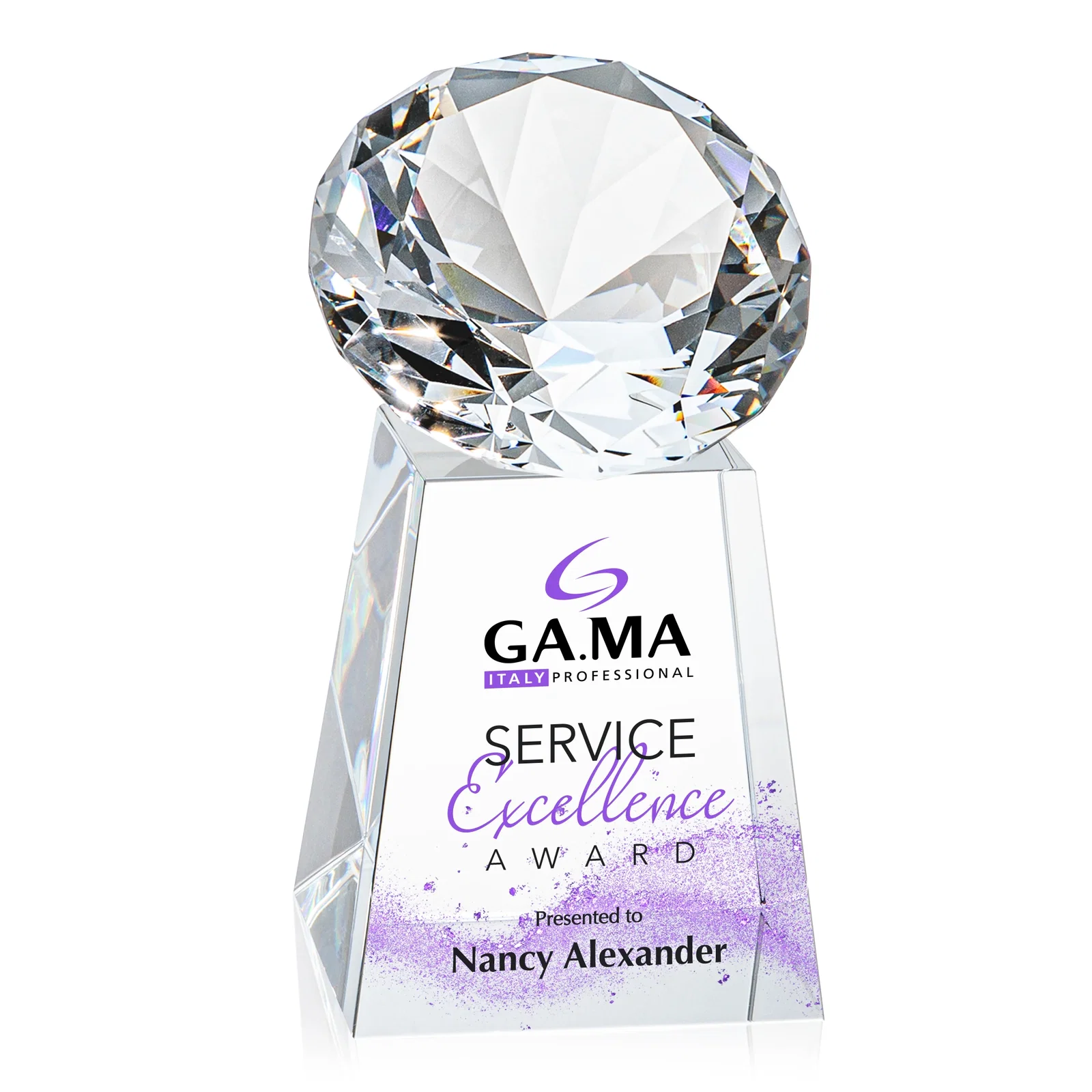 Promotional Optical Crystal Gemstone Award with 1.5 x 2 Inch Compact Panel for team milestone celebrations