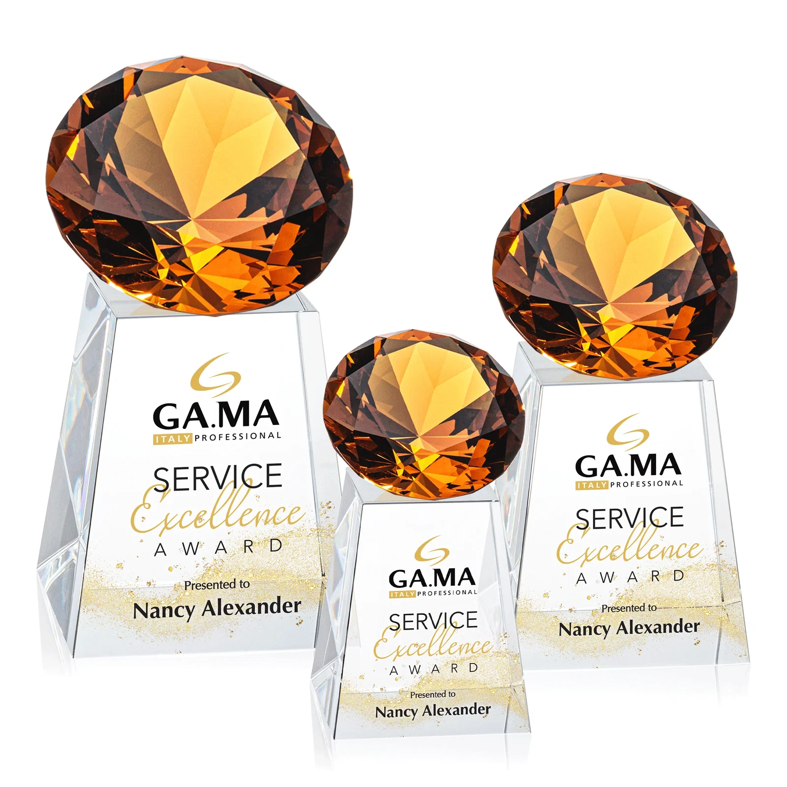 Promotional Optical Crystal Gemstone Award with 1.5 x 2 Inch Compact Panel for graduation ceremonies