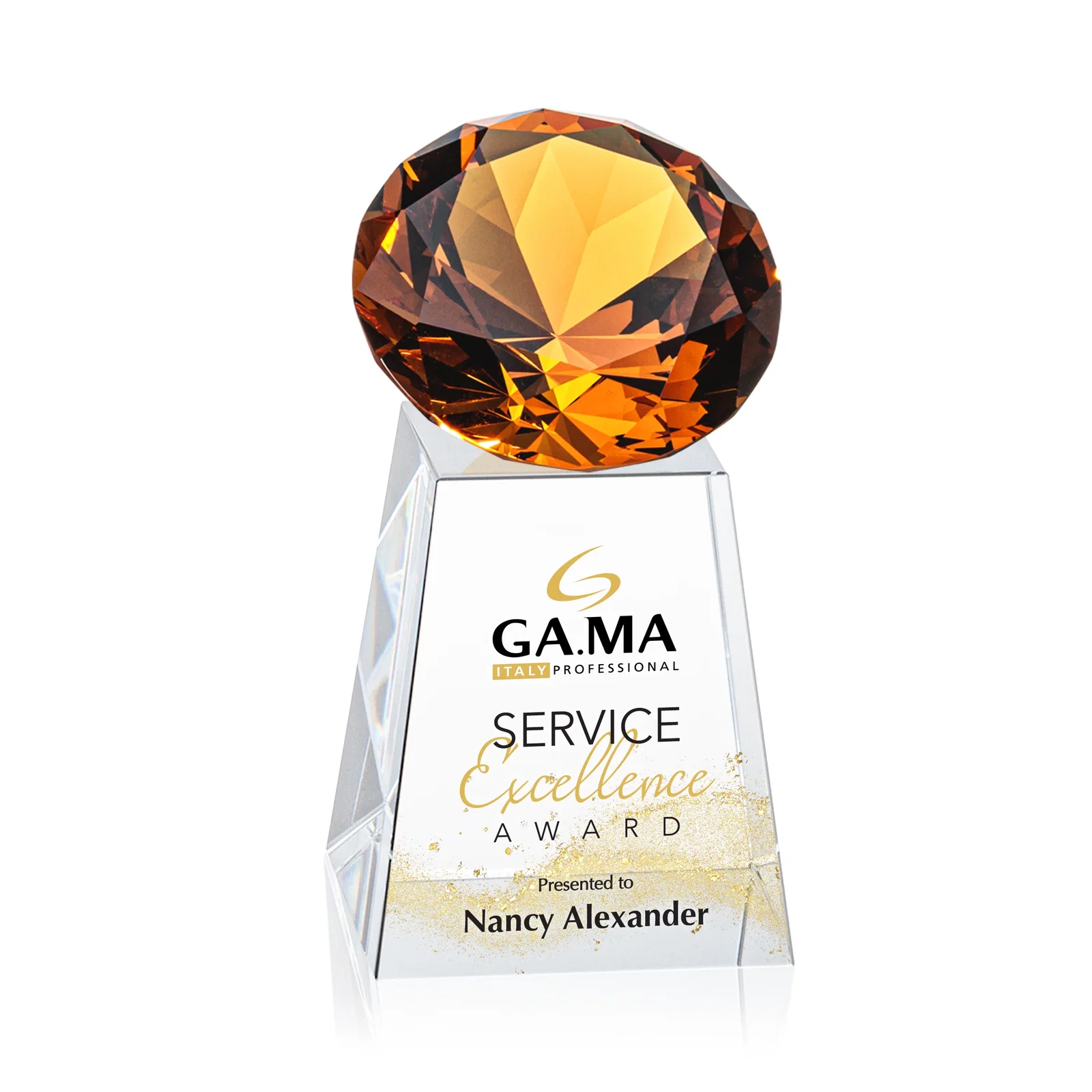 Promotional Optical Crystal Gemstone Award with 1.5 x 2 Inch Compact Panel for safety achievement programs