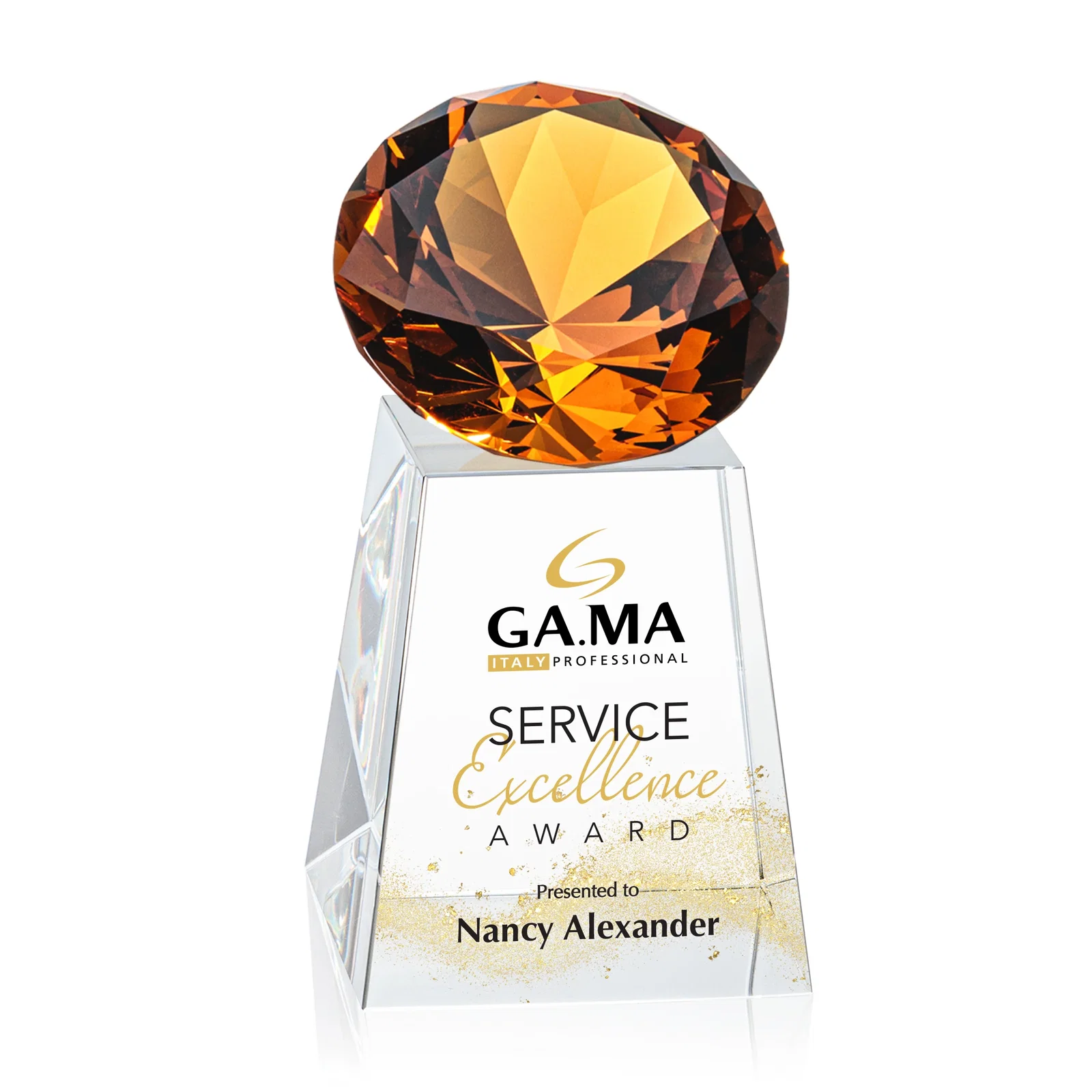 Promotional Optical Crystal Gemstone Award with 1.5 x 2 Inch Compact Panel for volunteer appreciation