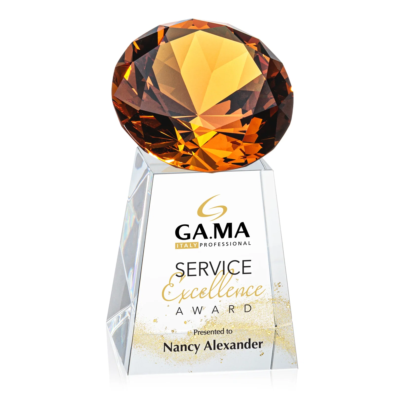 Promotional Optical Crystal Gemstone Award with 1.5 x 2 Inch Compact Panel for dealer and partner awards