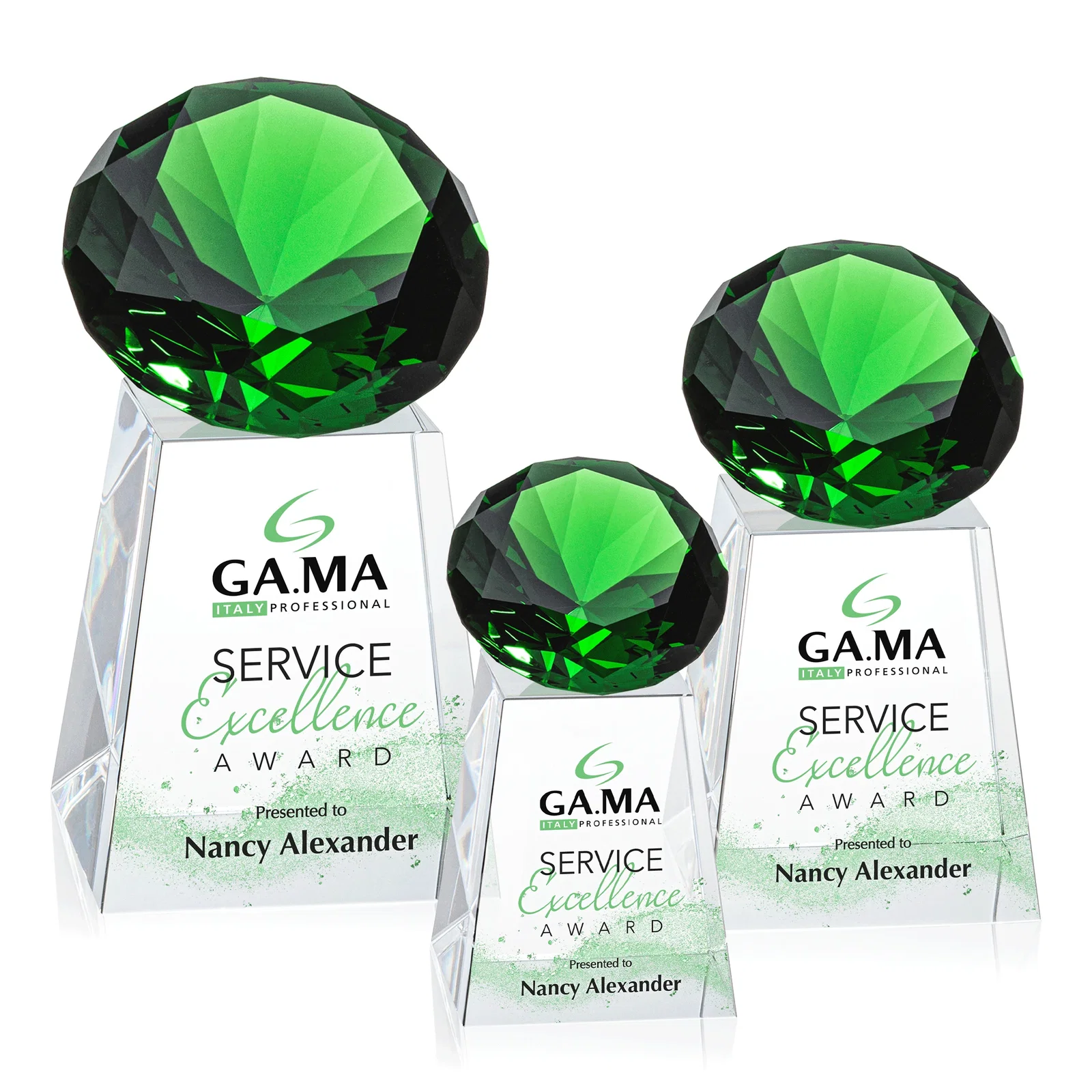 Branded Optical Crystal Gemstone Award with 1.5 x 2 Inch Compact Panel for employee recognition
