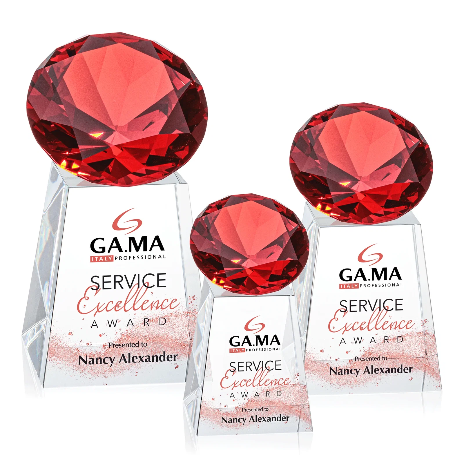 Branded Optical Crystal Gemstone Award with 1.5 x 2 Inch Compact Panel for team milestone celebrations