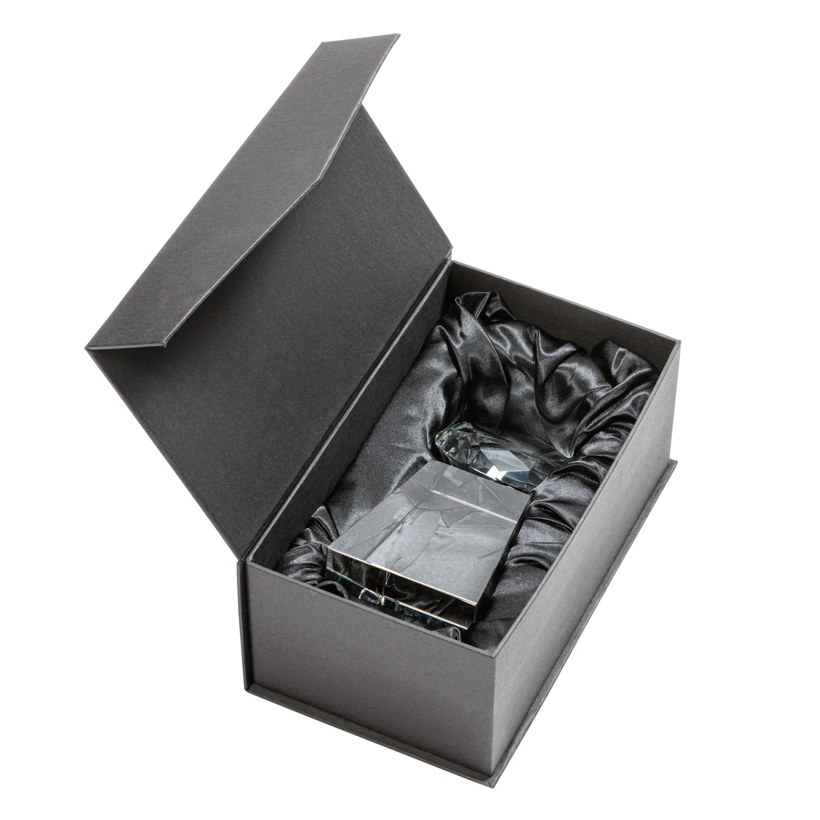 Custom Optical Crystal Gemstone Award with 1.5 x 2 Inch Compact Panel for retirement presentations
