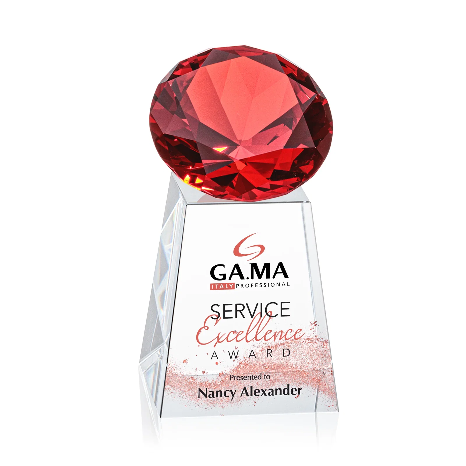 Branded Optical Crystal Gemstone Award with 1.5 x 2 Inch Compact Panel for donor appreciation