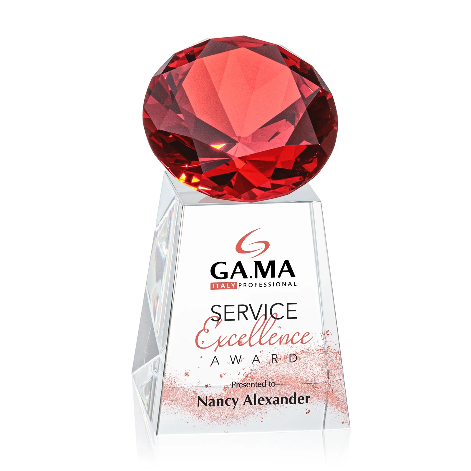 Branded Optical Crystal Gemstone Award with 1.5 x 2 Inch Compact Panel for graduation ceremonies