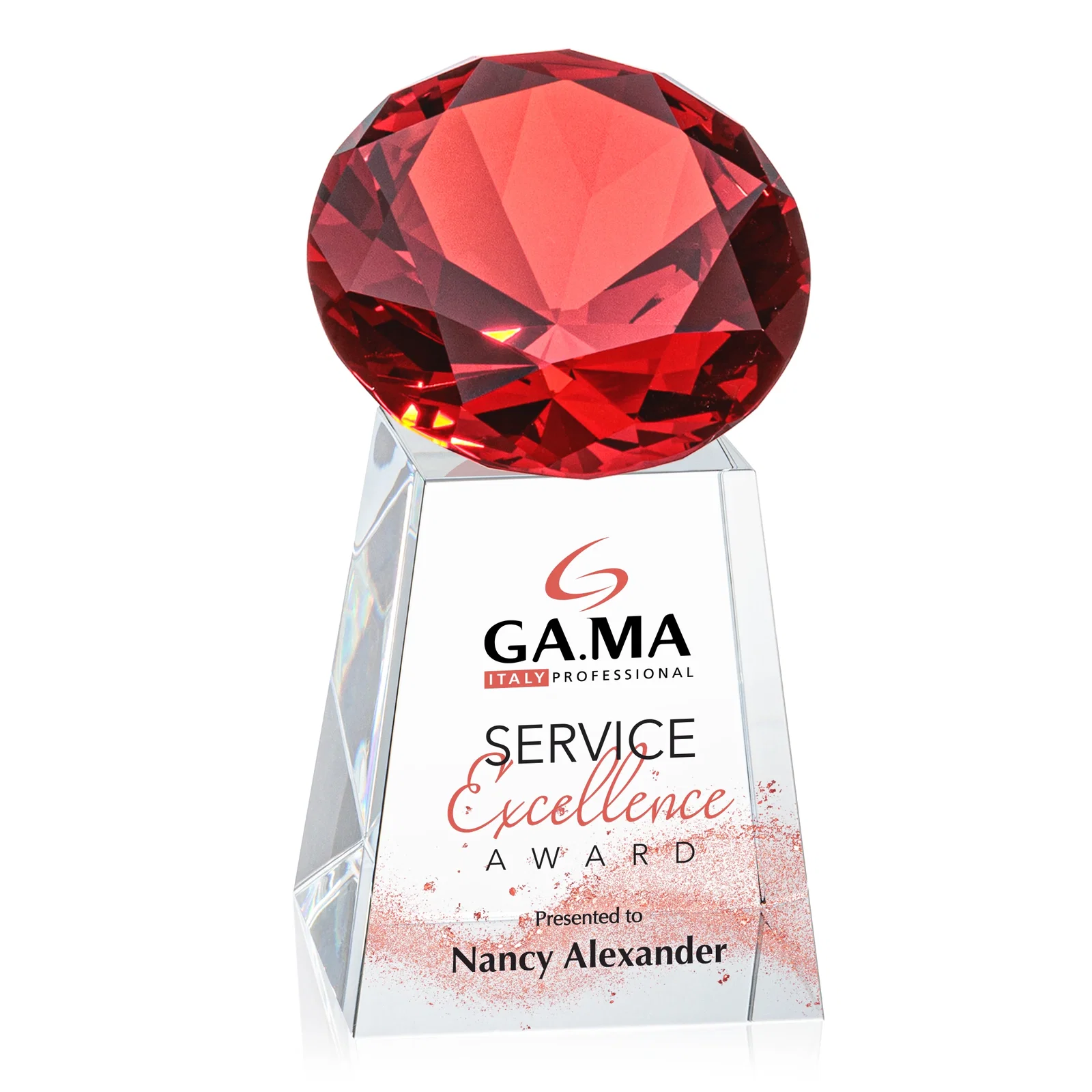 Branded Optical Crystal Gemstone Award with 1.5 x 2 Inch Compact Panel for safety achievement programs