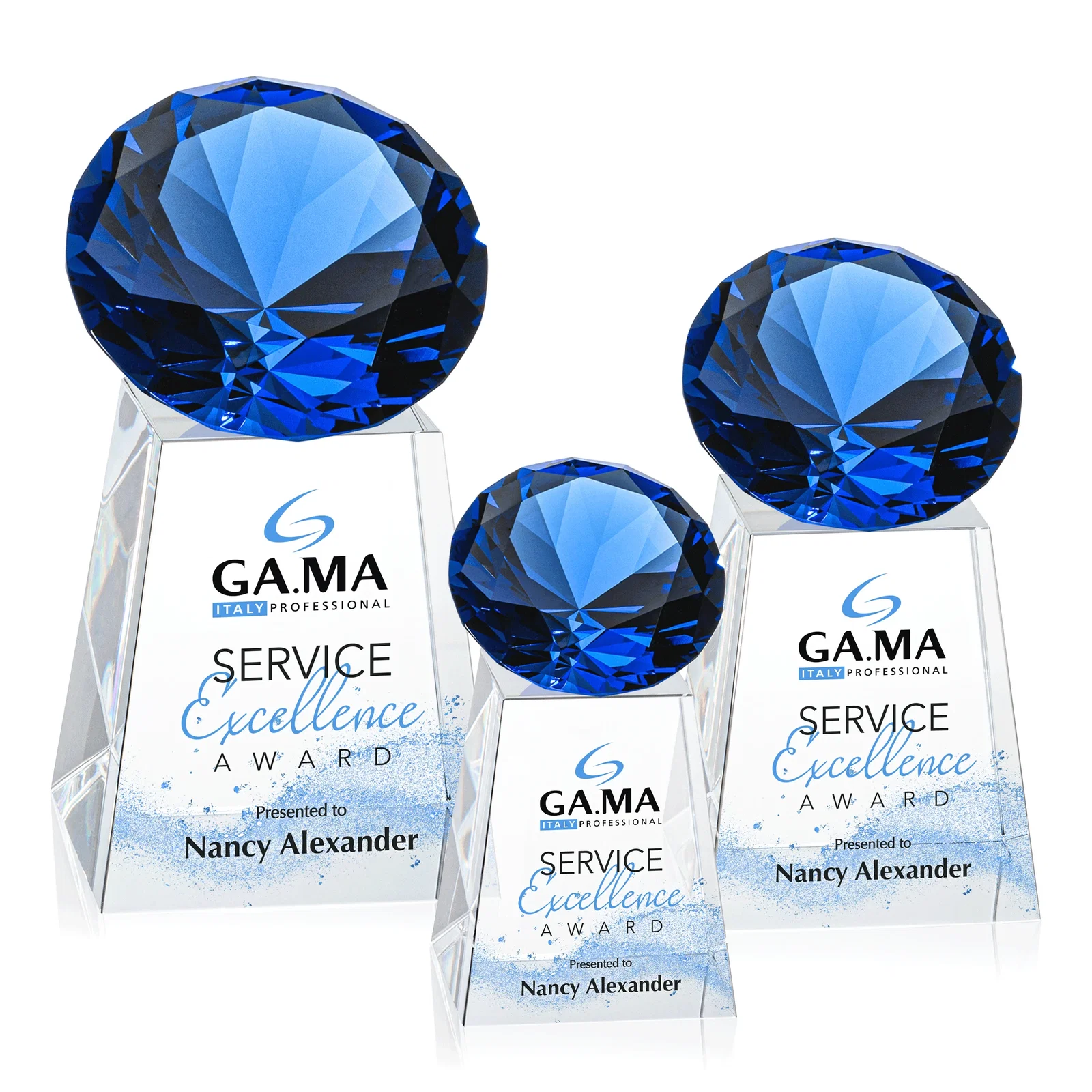 Branded Optical Crystal Gemstone Award with 1.5 x 2 Inch Compact Panel for dealer and partner awards