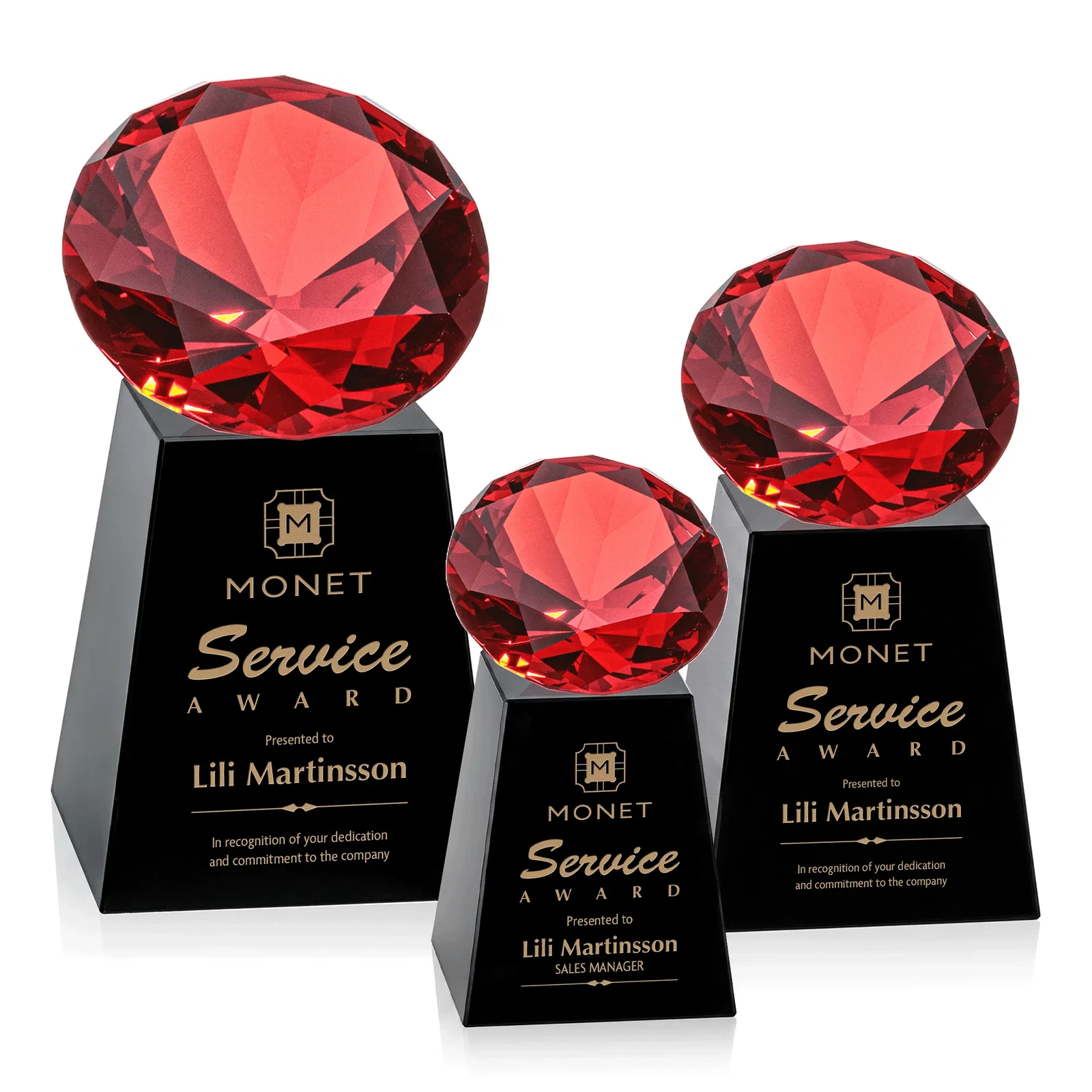 Customized Optical Crystal Gemstone Award with 1.5 x 2 Inch Compact Panel for graduation ceremonies