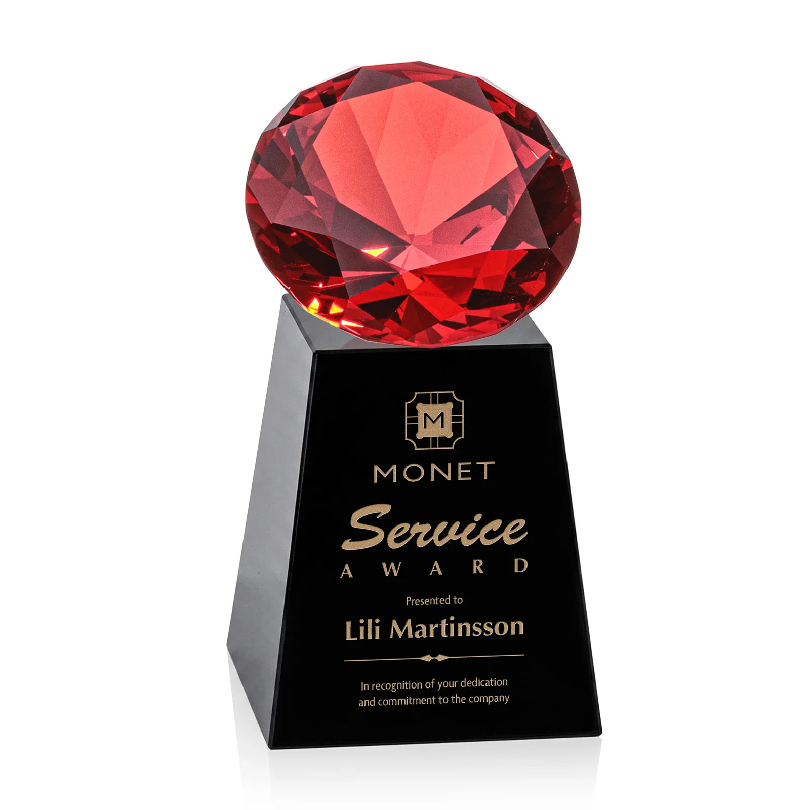Customized Optical Crystal Gemstone Award with 1.5 x 2 Inch Compact Panel for volunteer appreciation