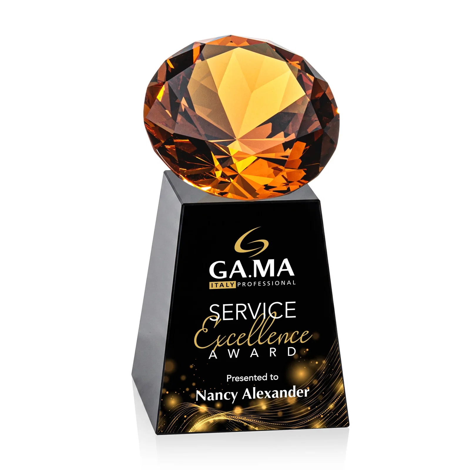 Custom Optical Crystal Gemstone Award with 1.5 x 2 Inch Compact Panel, with your logo for employee recognition