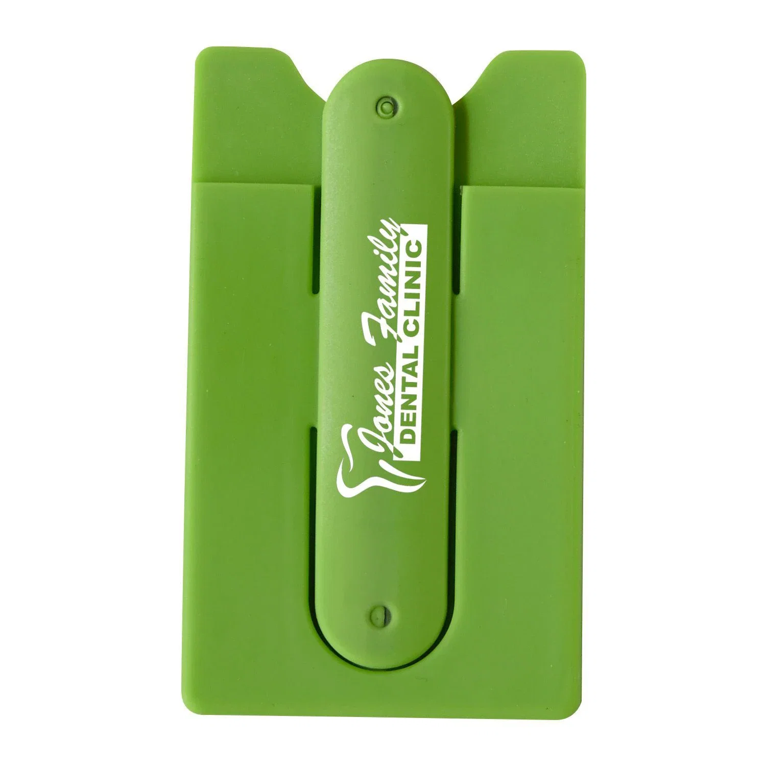 Logo Cell Phone Stand and Wallet — Lime Green — view 3