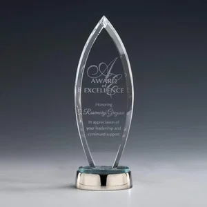 Optical Crystal Curve Award on Mirrored Nickel Base