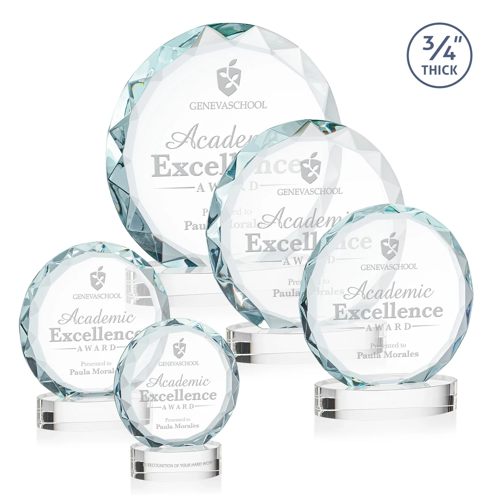 Custom Starfire Crystal Award With Gemstone Facets on an Oval Crystal Base, awards for employee recognition