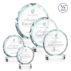 Starfire Crystal Award With Gemstone Facets on an Oval Crystal Base