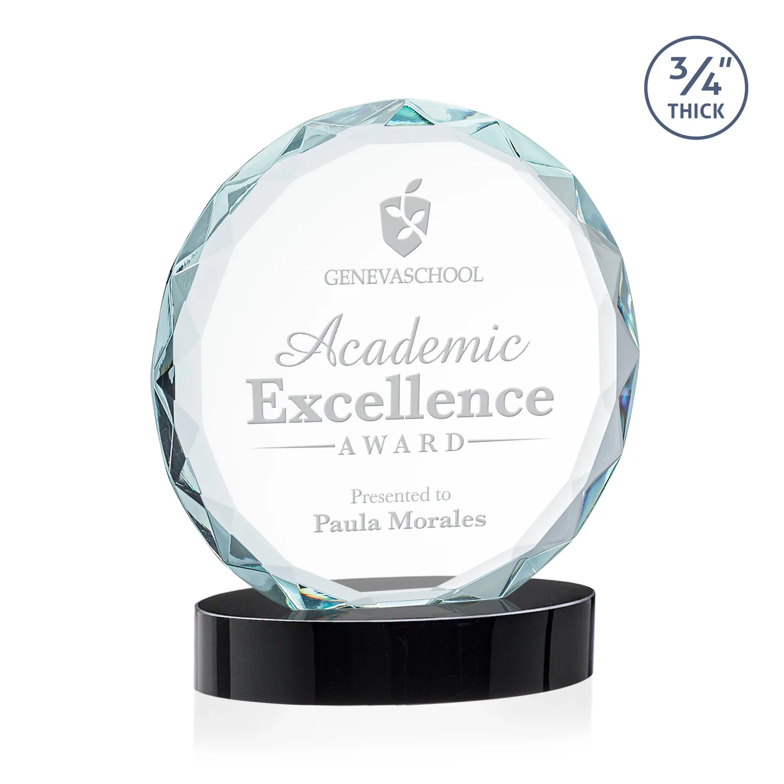 Custom Starfire Crystal Award With Gemstone Facets on an Oval Crystal Base, awards for volunteer appreciation