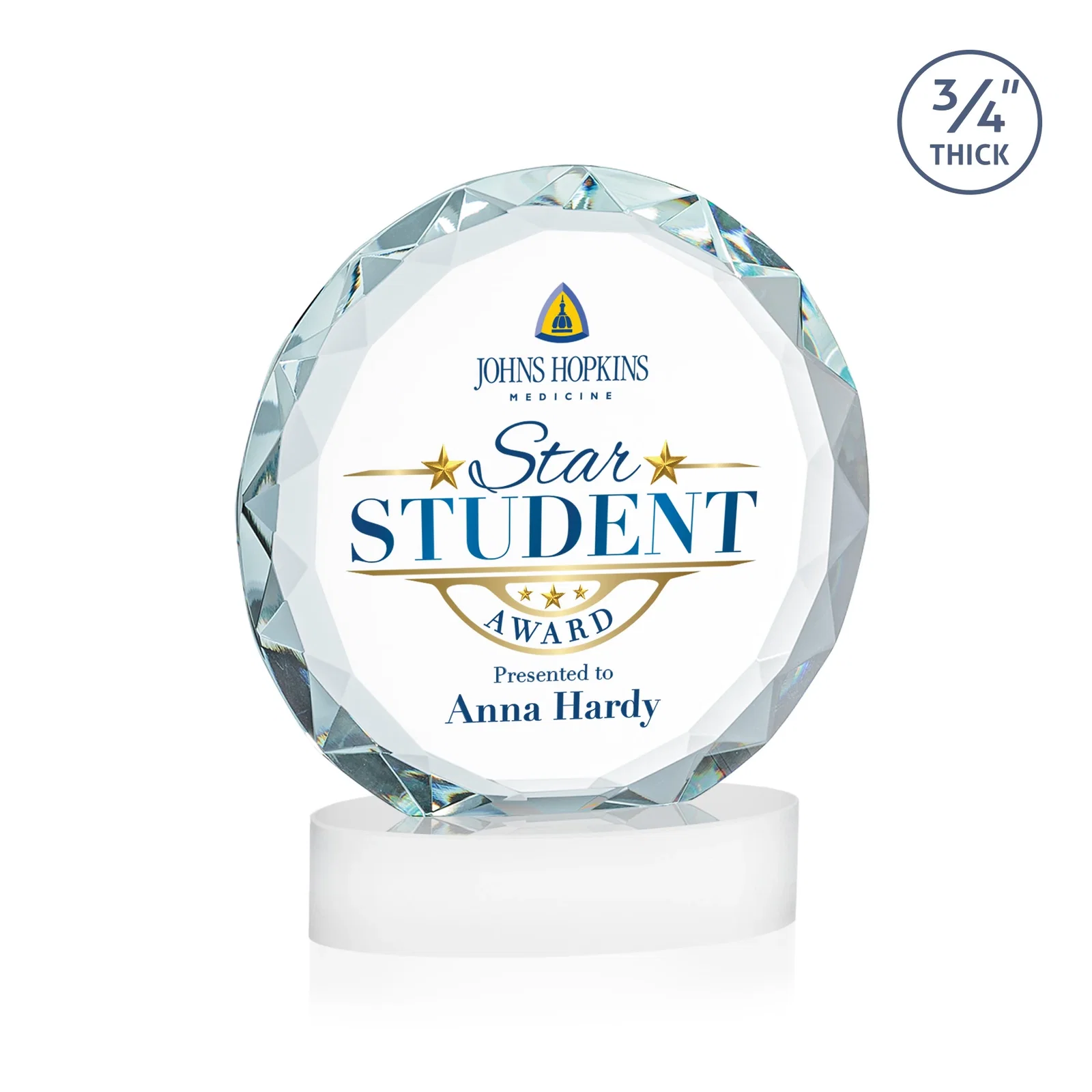 Personalized Starfire Crystal Award With Gemstone Facets on an Oval Crystal Base, awards, with your logo for safety achievement programs