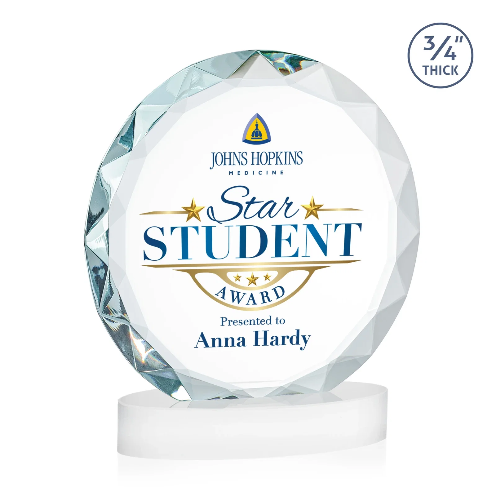 Personalized Starfire Crystal Award With Gemstone Facets on an Oval Crystal Base, awards, with your logo for dealer and partner awards